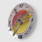 Dragonfly-symbool op Birch Bark Grote Klok (Hoek)