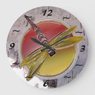 Dragonfly-symbool op Birch Bark Grote Klok
