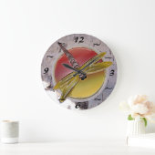 Dragonfly-symbool op Birch Bark Grote Klok (Huis)