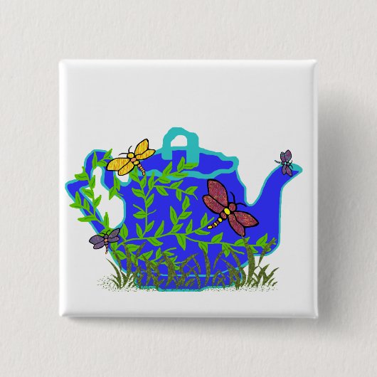 Dragonfly Teapot knop Vierkante Button 5,1 Cm (Voorkant)