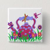 Dragonfly-teapotknop Vierkante Button 5,1 Cm (Voorkant)