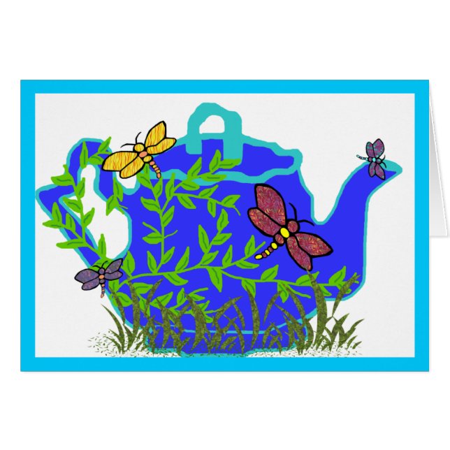 Dragonfly Theapot blanco kaart (Voorkant Horizontaal)