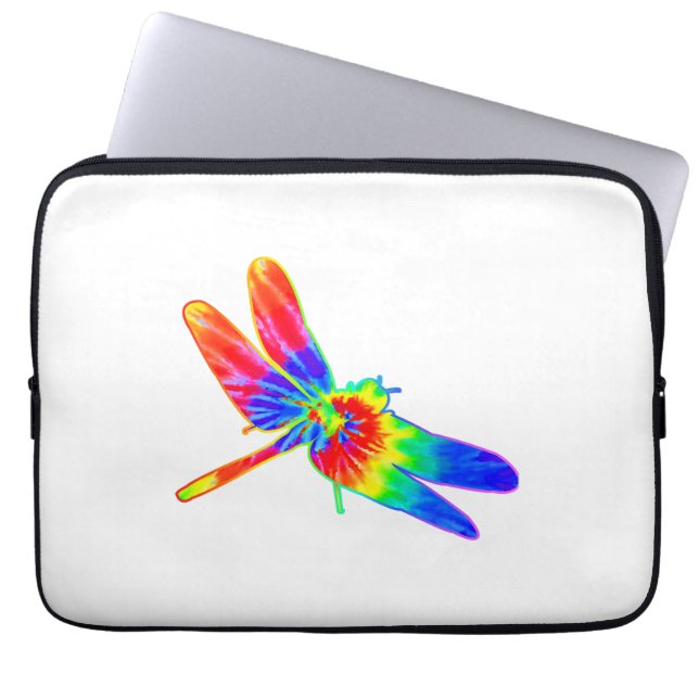 Dragonfly Tie Dye Rainbow Laptop Sleeve (Voorkant)