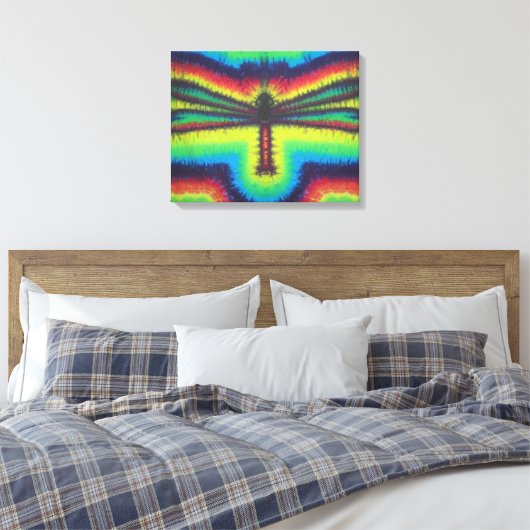 Dragonfly Tie Dye Wrapped Canvas (Insitu (Slaapkamer))