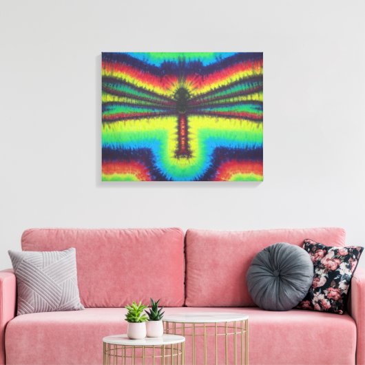 Dragonfly Tie Dye Wrapped Canvas (Insitu (Woonkamer))