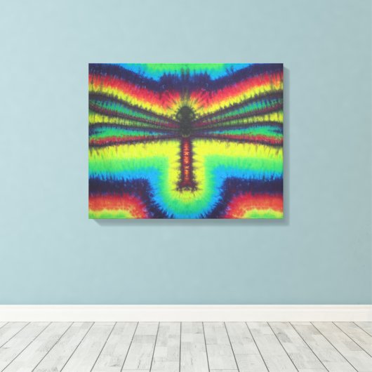 Dragonfly Tie Dye Wrapped Canvas Afdruk (Insitu (Houten vloer))
