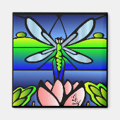 Dragonfly Tiffany stijl vierkante magneet (Voorkant)