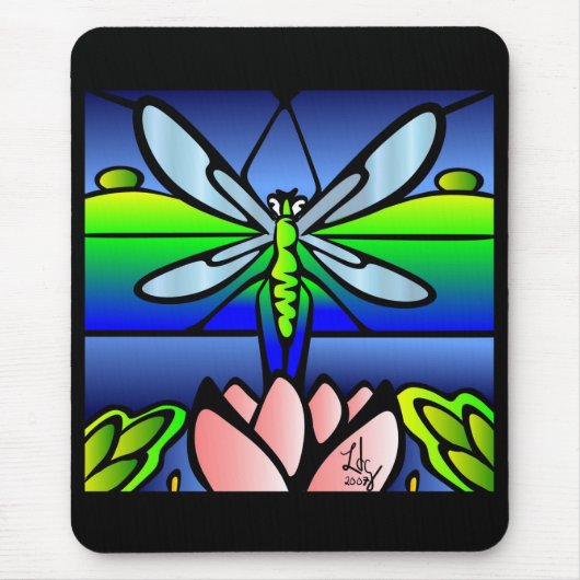 Dragonfly Tiffany Style Mousepad Muismat (Voorkant)