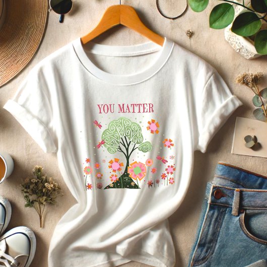 Dragonfly Tree You Matter roze groene inspiratie Tri-Blend Shirt