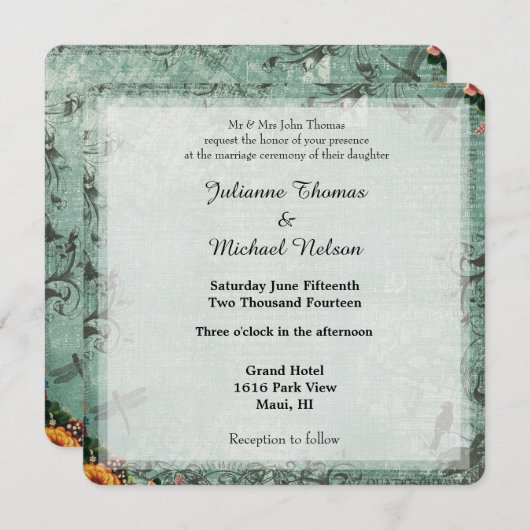 Dragonfly Tuin Bruiloft Kaart (Voorkant / Achterkant)