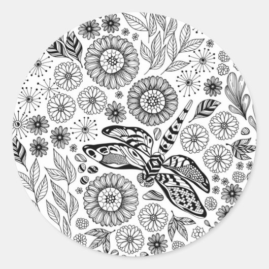 Dragonfly-tuin Ronde Sticker (Voorkant)