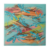 Dragonfly Turquoise Splash Tegeltje (Voorkant)