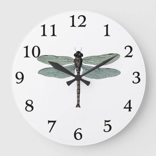  dragonfly Typografisch Antiek Illustratie Grote Klok (Voorkant)
