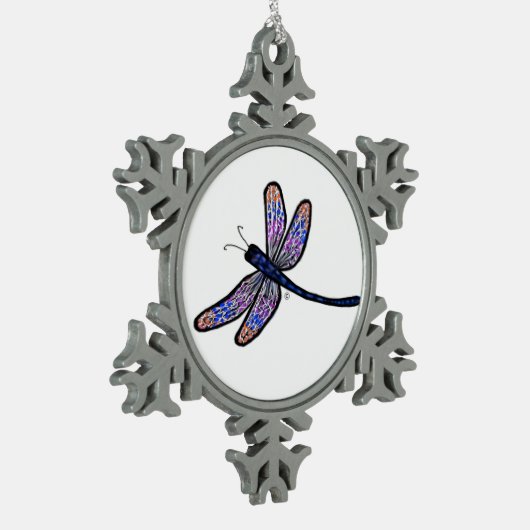 Dragonfly uit de hemel tin sneeuwvlok ornament (Links)