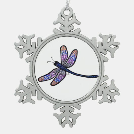 Dragonfly uit de hemel tin sneeuwvlok ornament (Voorkant)