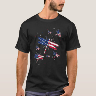 Dragonfly Usa vlagpatriottische onafhankelijkheid T-shirt