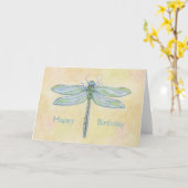 Dragonfly Verjaardagskaart Kaart (Gele Bloem)