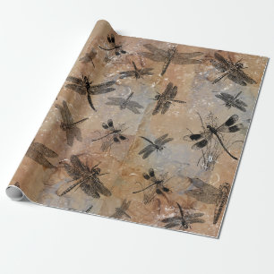 Dragonfly-vervormd Entomologische Patroon Cadeaupapier