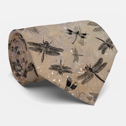 Dragonfly-vervormd Entomologische Patroon Stropdas (Opgerold)
