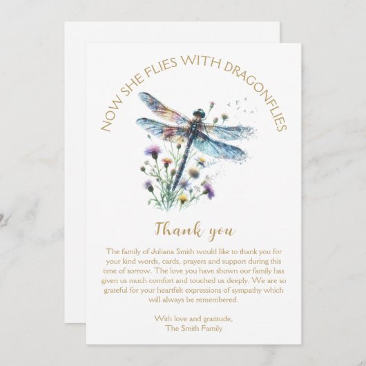 Dragonfly Viering van het Leven Dank U Kaart (Voorkant / Achterkant)