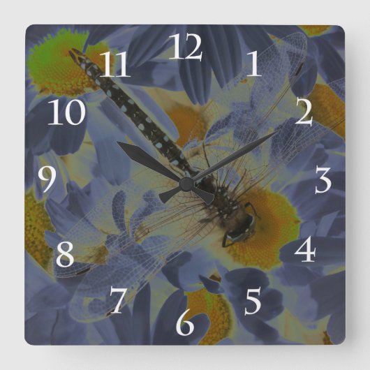 Dragonfly Vierkante Klok (Voorkant)