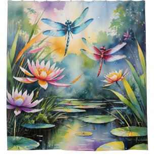 Dragonfly Vijver Lili pads Dragonflies Douchegordijn