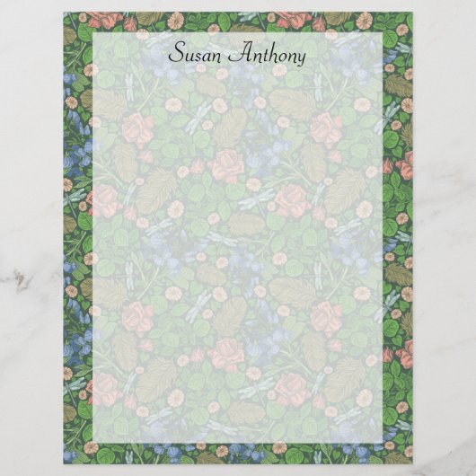 dragonfly vliegt in het Engels Tuinpapier (Achterkant)