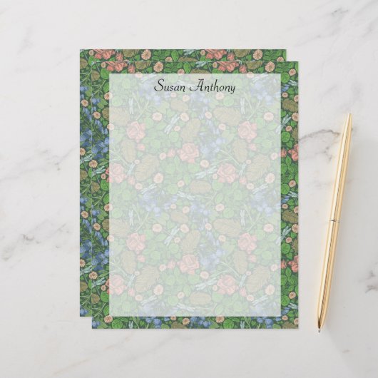  dragonfly vliegt in het Engels Tuinpapier (Voorkant / Achterkant in situ)