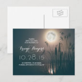 Dragonfly Volle Maan Nacht & Cattails Bewaar de da Aankondigingskaart (Voorkant / Achterkant)