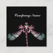 DRAGONFLY VROUW JEWEL, groen, zwart roze Vierkante Visitekaartje (Achterkant)