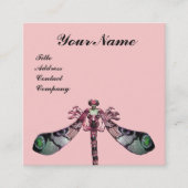 DRAGONFLY VROUW JEWEL, groen, zwart roze Vierkante Visitekaartje (Voorkant)