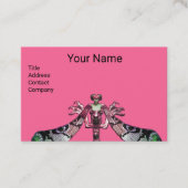 DRAGONFLY VROUW JUWEEL Monogram Groen, Zwart Roze Visitekaartje (Voorkant)