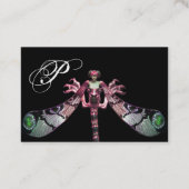 DRAGONFLY VROUW JUWEEL Monogram Groen, Zwart Roze Visitekaartje (Achterkant)