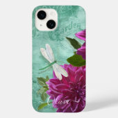 Dragonfly w Paars Dinner Bord Dahlia Flowers Case-Mate iPhone Case (Achterkant)