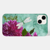 Dragonfly w Paars Dinner Bord Dahlia Flowers Case-Mate iPhone Case (Achterkant (horizontaal))