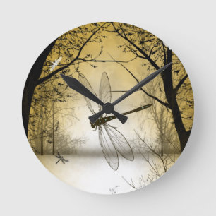 Dragonfly-wandklok Ronde Klok