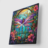 Dragonfly-wandklok Vierkante Klok (Hoek)