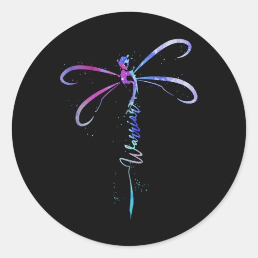 Dragonfly Warrior Semicolon Suicide Prevention Awa Ronde Sticker (Voorkant)
