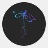 Dragonfly Warrior Semicolon Suicide Prevention Awa Ronde Sticker (Voorkant)