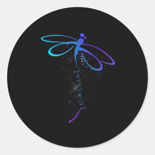 Dragonfly Warrior Semicolon Suicide Prevention Awa Ronde Sticker (Voorkant)