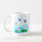 Dragonfly, waterlily Flowers Painting Koffiemok (Links)