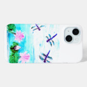 Dragonfly, waterlily Flowers Pond Painting Case-Mate iPhone Case (Achterkant (horizontaal))