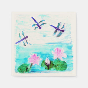 Dragonfly Waterlily Pond Painting Servet