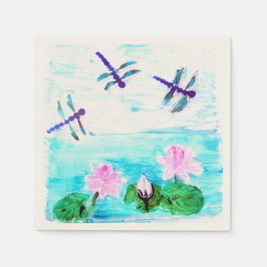 Dragonfly Waterlily Pond Painting Servet (Voorkant)