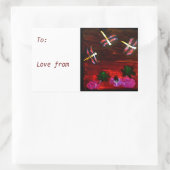 Dragonfly Waterlily Pond Rechthoekige Sticker (Tas)