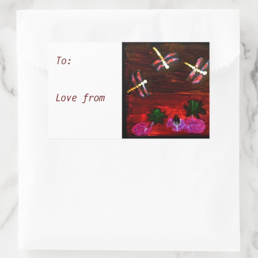 Dragonfly Waterlily Pond Rechthoekige Sticker (Tas)