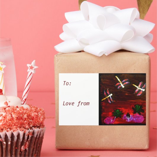 Dragonfly Waterlily Pond Rechthoekige Sticker (Feest)