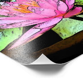 Dragonfly Waterlily sumi-e Foto afdrukken (Hoek)