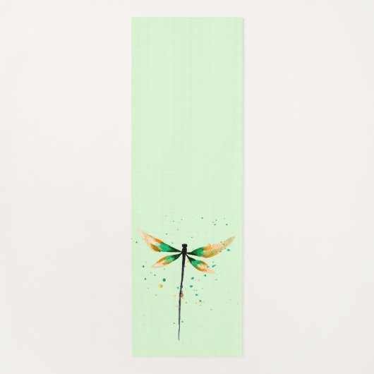 Dragonfly waterverf art serene green natuur yogamat (Voorkant)