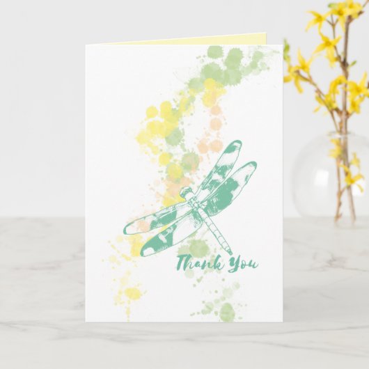 Dragonfly Waterverf bij elke gelegenheid Dank u Kaart (Gele Bloem)